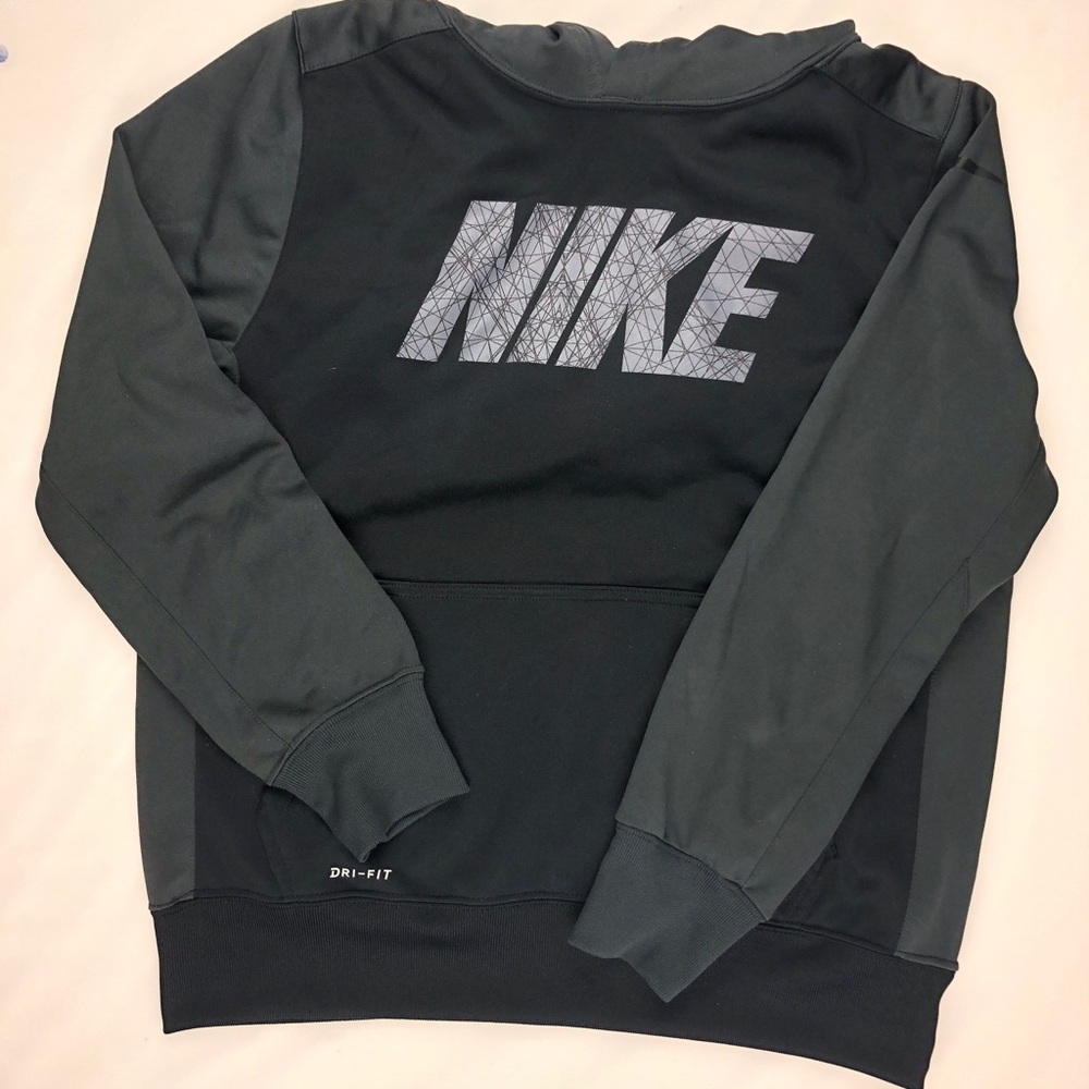 Nike Boys Dri Fit Large Hoodie Gray Black